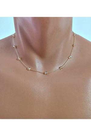 Gold Siyah Kare Boncuklu Kadın Kolye