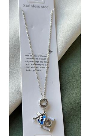 Çelik Gümüş  Dünya Uçak Fotoğraf Makinesi Kolye