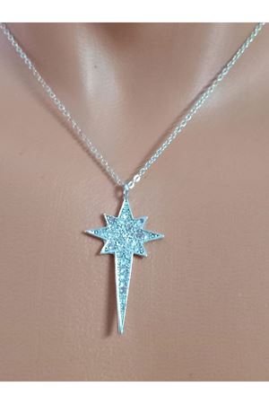 Çelik Kutup Yıldızı Zirkon Taşlı Kadın Kolye