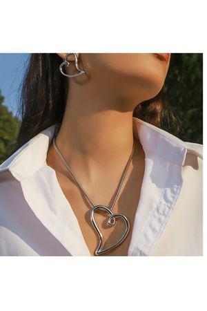 Gümüş Kalp Kolye Ve Küpe Seti, 3 Parça