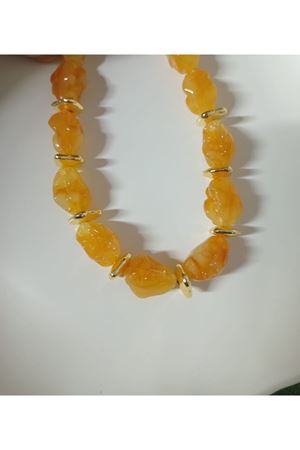 Sarı Boncuklu Şık Abiye Günlük Kadın Kolye