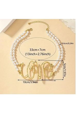 Love Yazılı İnci Choker Kadın Kolye