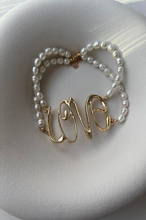 Love Yazılı İnci Choker Kadın Kolye