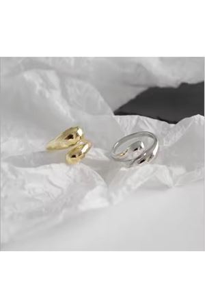 Kadın Gold Trend Çarpraz Gözyaşı Damla Bombeli Çelik Yüzük Ayarlanabilir
