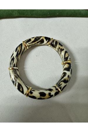 Krem Leopar Gold Esnek Bileklik
