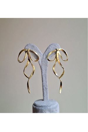 Fiyonk Kurdele Model Gold Renk Kadın Küpe