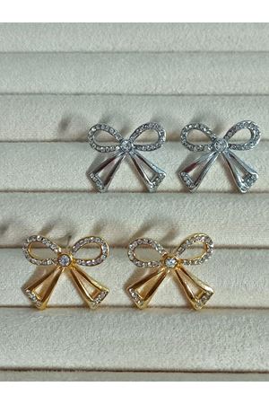 Gold Taşlı Fiyonk Kadın Küpe