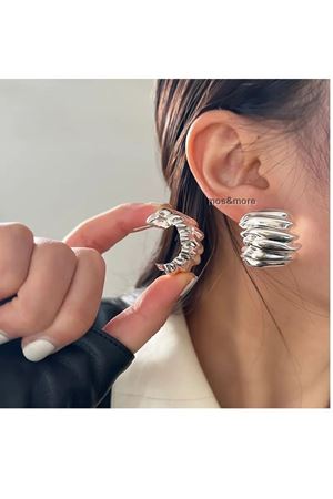 Gümüş Vintage Stil Geometrik C-Şekilli Tasarım Hafif Küpe