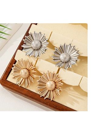 Çelik Gold Güneş Çiçeği Şık Kadın Küpe, Çap:4,8cm