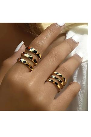 Leopar Ayarlanabilir 2 li Yüzük Takımı, 2 Parça