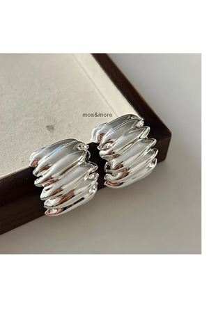 Gümüş Vintage Stil Geometrik C-Şekilli Tasarım Hafif Küpe