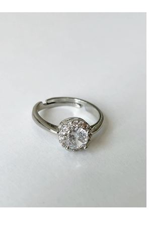 Gümüş Trend Beyaz Tektaş Ayarlanabilir Çelik Yüzük