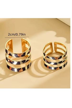 Leopar Ayarlanabilir 2 li Yüzük Takımı, 2 Parça