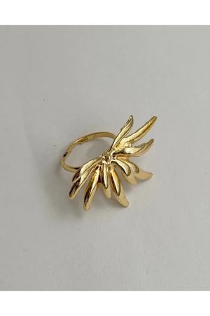 Gold Ayarlanabilir Yarım Çiçek Yüzük 4cm