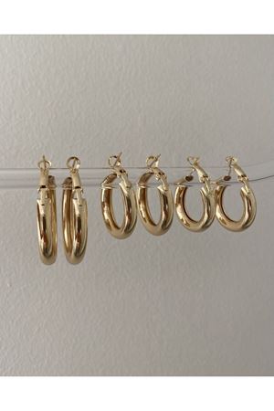 Gold 3 Boy Çift 6'lı Halka Küpe Seti