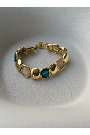 Pembe Yeşil Mineli Gold Kadın Bileklik