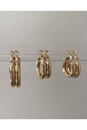 Gold 3 Boy Çift 6'lı Halka Küpe Seti