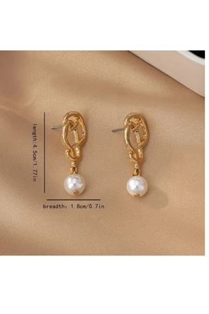 Gold İnci Sallantılı  Kadın Abiye Küpe