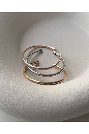 Çelik Gold-Gümüş-Rose 3 Renkli Bilezik