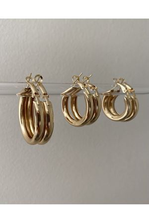 Gold 3 Boy Çift 6'lı Halka Küpe Seti