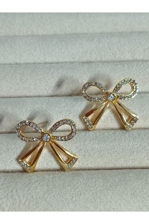 Gold Taşlı Fiyonk Kadın Küpe