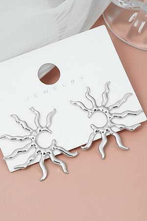 Güneş Figürlü Gümüş Renk Küpe