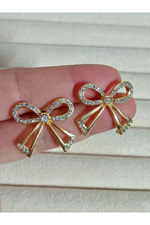 Gold Taşlı Fiyonk Kadın Küpe