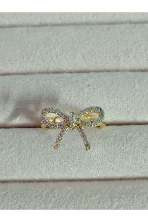 Gold Trend Taşlı Fiyonk Ayarlanabilir Çelik Yüzük