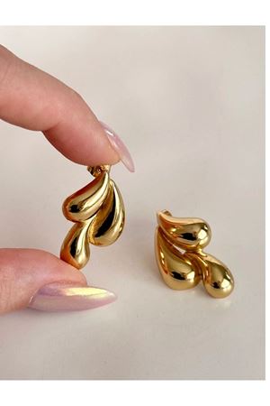 Gold Üç Damla  Kadın Küpe