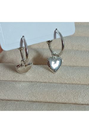 Gümüş  Halka Kalp Sallantılı Kadın Küpe