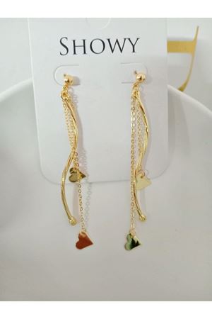 Gold Zincir Sallantılı Kalp Detaylı Tasarım küpe