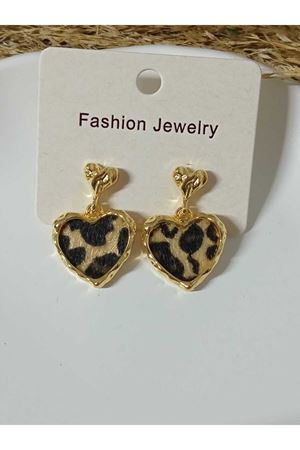 Leopar Dokulu Şık Abiye Günlük Kadın Küpe