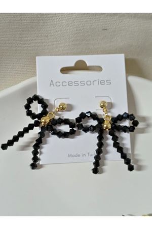 Siyah Fiyonk  Sallantılı Kadın Küpe