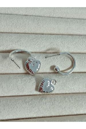 Gümüş  Halka Kalp Sallantılı Kadın Küpe