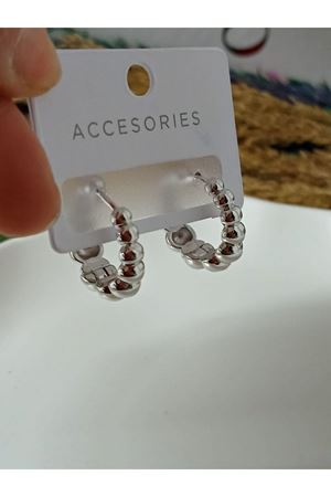 Gümüş Topçuklu Halka Marka Küçük Kadın Küpe