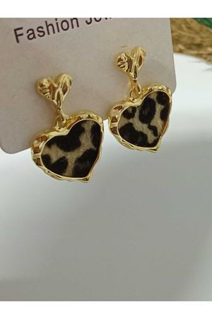 Leopar Dokulu Şık Abiye Günlük Kadın Küpe