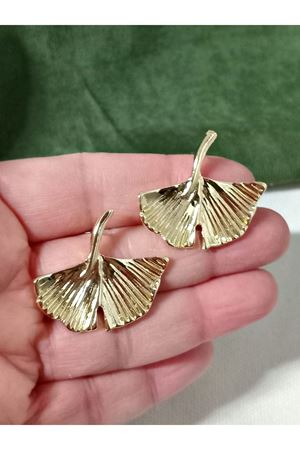 Gold Yaprak Gingko Küpe Vintage