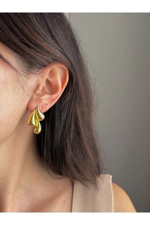 Gold Üç Damla  Kadın Küpe