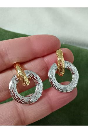 Gold-Gümüş  Yuvarlak Şık Hafif Kadın Küpe