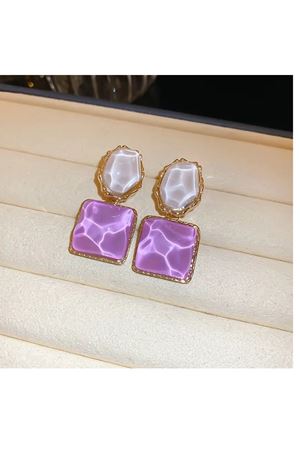 Mor Beyaz 4 Mevsimlik Gold Kadın Küpe