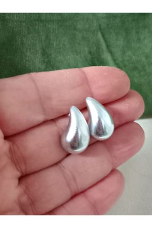 Mat Gümüş Mini Boy Damla  Kadın Küpe