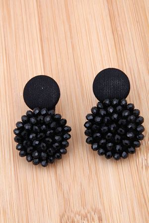 Kesme Boncuklu Dokulu Siyah Küpe