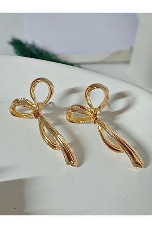 Gold Fiyonk Tasarım Kadın Küpe