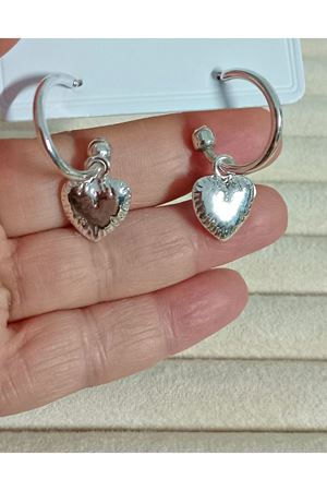 Gümüş  Halka Kalp Sallantılı Kadın Küpe
