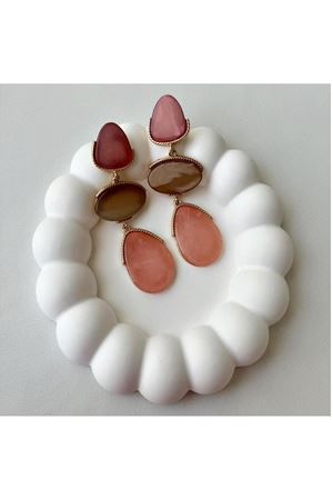 Doğaltaş Görünümlü 3 Renkli Küpe Yeni