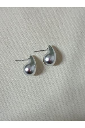 Mat Gümüş Mini Boy Damla  Kadın Küpe