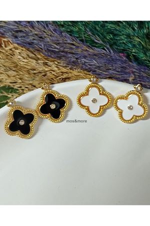 Gold   Siyah Mineli Kadın Küpe