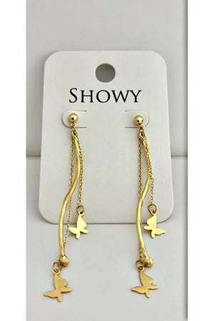 Gold Zincir Sallantılı Kalp Detaylı Tasarım küpe