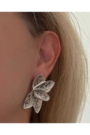 Gümüş Yarım Çiçek Plaka Büyük Kadın Küpe Uzunluk.4cm