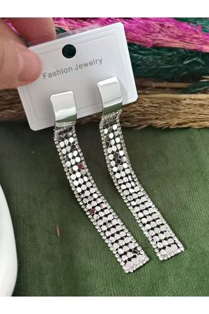 Gold Uzun Sallantılı Işıltılı Şık Abiye Günlük Kadın Küpe